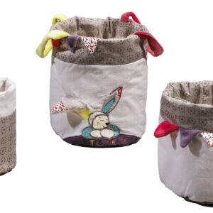 Corbeilles gigogne tissu (lot de 3) à 18, 15, 12 cm TINOO - SAUTHON