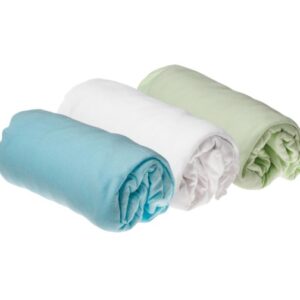 Lot de 3 Draps-Housse 60x120 - Anis/Turquoise/Blanc - EASY DORT