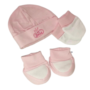 Set 3 pièces Bonnet Moufles et Chaussons - Rose - MIGNON