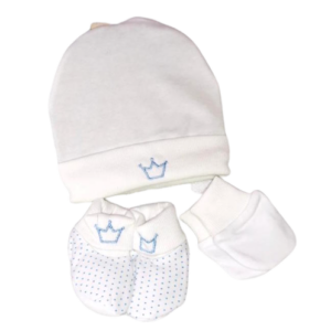 Set Bonnet Chaussons Moufles - Bleu - FDMP