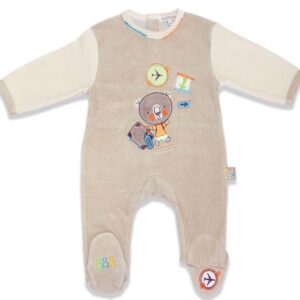 Grenouillère Dors-Bien Velours - Taupe/6m - Les CHATOUNETS