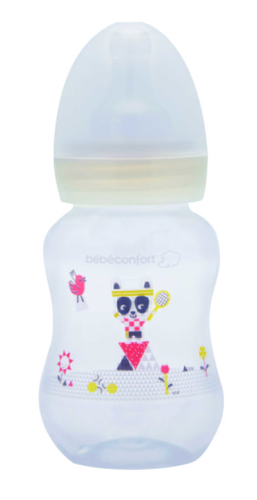 BIBERON COL ETROIT PP 120ML - SILICONE T1 - SPORT - BÉBÉ CONFORT
