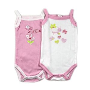 Lot 2 Bodies Fines Bretelles "COCCI" - Rose/Blanc