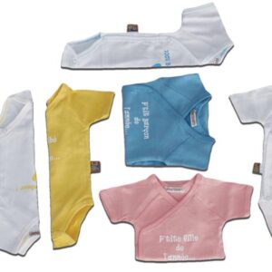 Lot de 2 Bodies 0/6 mois "Bonheur" - Les CHATOUNETS