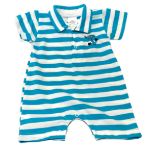 Combinaison Short Polo - Rayée Blanc Turquoise