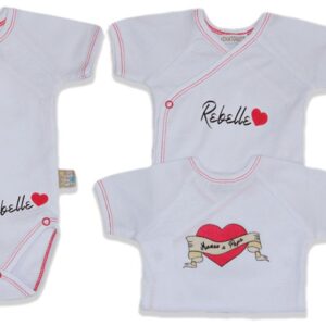 Lot de 2 Bodies 0 à 1 mois "Rebelle" fille - Les CHATOUNETS