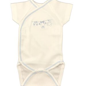 Body Brassière Manches Courtes brodé "Ourson"- Bleu - 1 Mois