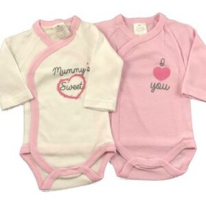 Lot 2 Bodies Brassière Manches Longues "MUMMY'S SWEET"- Fille