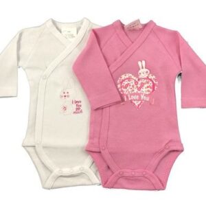Lot 2 Bodies Brassière Manches Longues "I LOVE U" - Fille