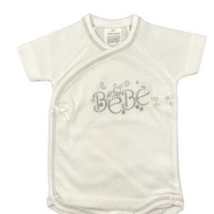 Body Brassière Manches Courtes "BEBE" - Gris - 1 mois