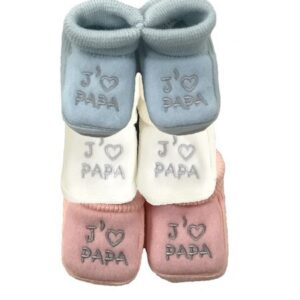 Paire de Chaussons naissance brodés "J'aime Papa" - TU