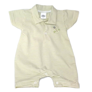 Combinaison Short Polo - Blanc rayé Vert