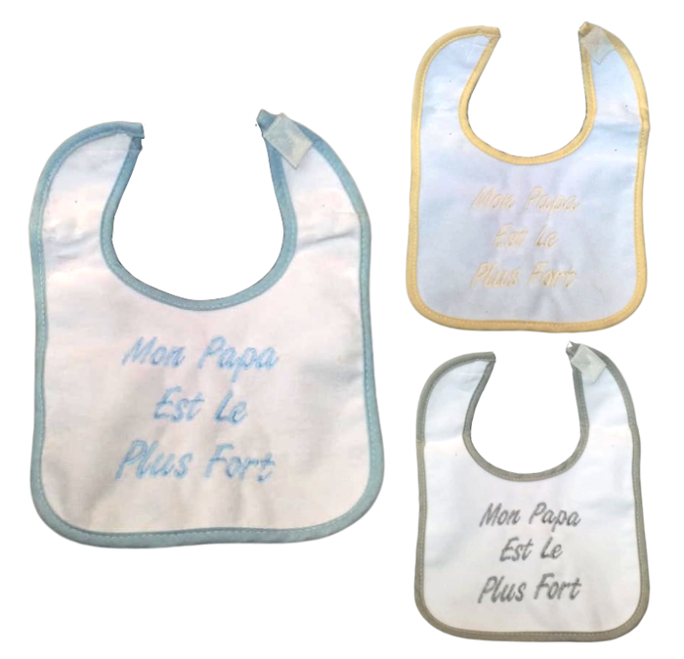 Lot de 3 bavoirs brodés - PAPA - Bébé Caramel
