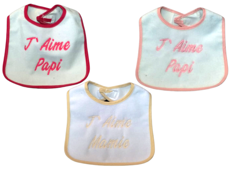 Lot de 3 bavoirs brodés "J'aime papi" - Bébé Caramel