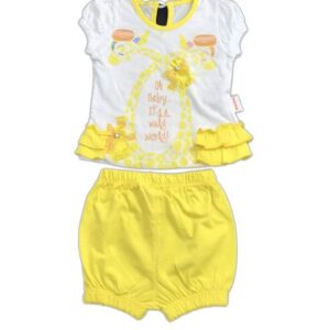 Ensemble T-Shirt et Short GIRAFE - Jaune et Blanc