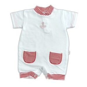 Barboteuse marinière à poches en coton - ROUGE et BLANC
