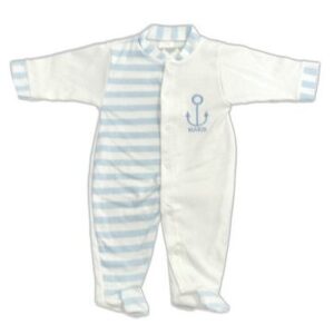 Grenouillère bébé coton - Marinière Bleue