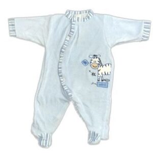 Grenouillère bébé velours Zèbre - BLEU