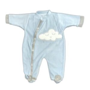Grenouillère velours Bleu - NUAGE - 6 mois