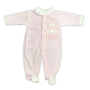 Grenouillère velours Rose - J'💛 Papa et Maman - 6 mois