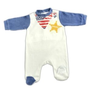 Grenouillère bébé velours SHERIF - BLANC