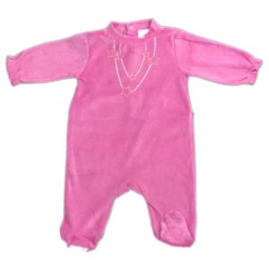 Grenouillère velours Rose Étoiles - 3 mois - BABY COLLECTION