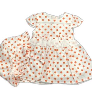 Robe et Chapeau assortis - Pois Orange - BÉBÉ CARAMEL
