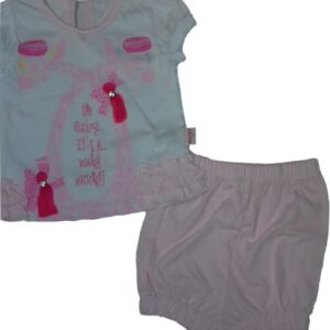 Ensemble T-Shirt et Short GIRAFE - Rose et Blanc
