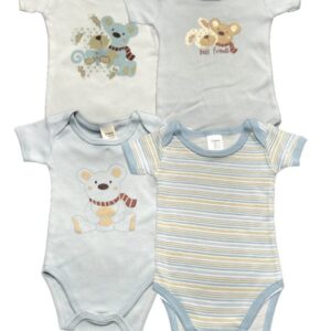 Lot 4 de Bodies Manches Courtes - Ourson bleu