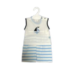 Ensemble Short + Débardeur - Ciel et Blanc