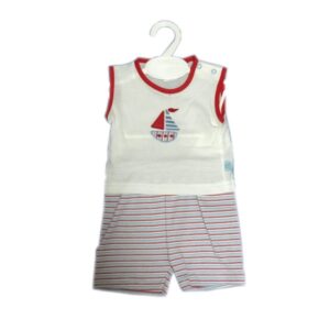 Ensemble Short + Débardeur - Blanc et Rouge