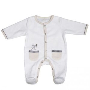 PYJAMAS VELOURS BLANC - TIMOUKI - BABY WEAR - TIMOUKI
