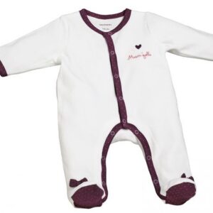 PYJAMAS VELOURS BLANC  - MAM'ZELLE BOU - BABY WEAR - SAUTHON