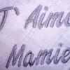 Le Lange Blanc Brodé Gris "J'aime Papi ou Mamie" - MIGNON - Image 2