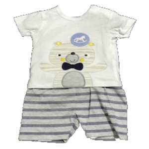 ensemble coton ourson blanc gris MI4565 - ROCK A BYE BABY