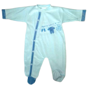 Grenouillère velours Bleu PYJAMA TEDDY - 6 mois