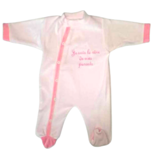 Grenouillère Velours Rose - Rêve de mes Parents - 3 mois