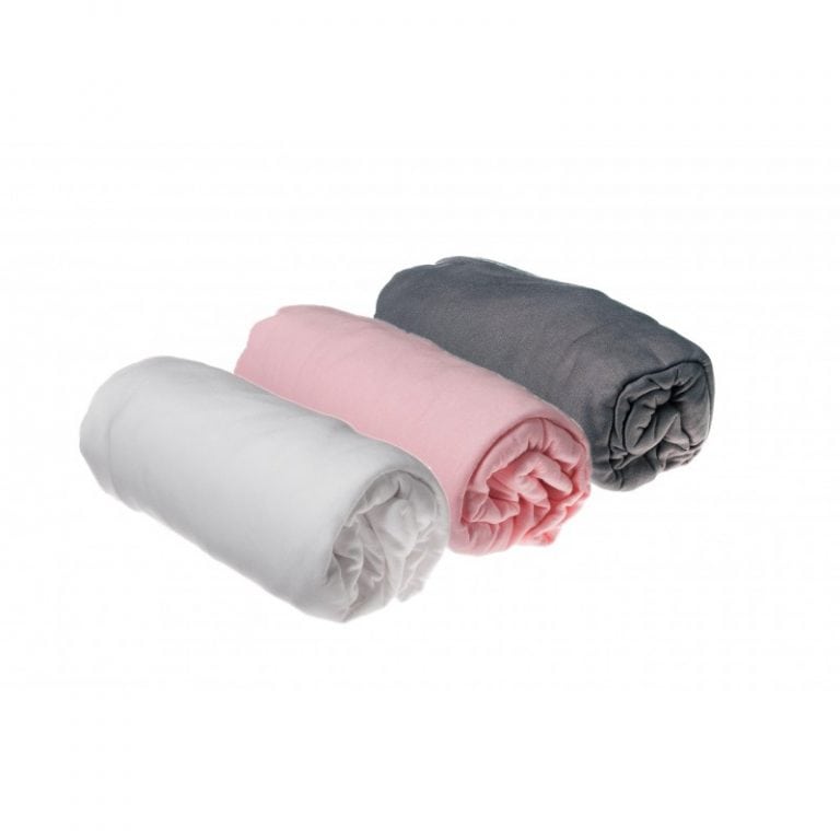 Lot de 3 Draps-Housse 60x120 - Gris/Rose/Blanc - EASY DORT