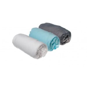 Lot de 3 Draps-Housse 60x120 - Gris/Turquoise/Blanc - EASY DORT