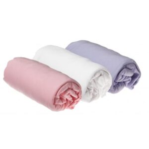 Lot de 3 Draps-Housse 60x120 - Parme/Rose/Blanc - EASY DORT