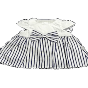 Robe Bébé Blanche Rayée Marine - FRUIT DE MA PASSION-LA16