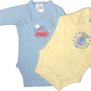 Lot 2 Bodies Brassière Manches Longues "ROAD" - Bleu/Jaune