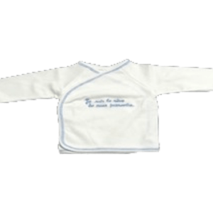 Brassière Blanche Brodée "je suis le reve de mes parents"  à manches longues - Bleu