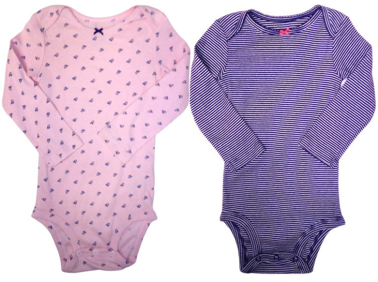 Lot 2 Bodies à Manches Longues - Rose/Gris - CARTER'S