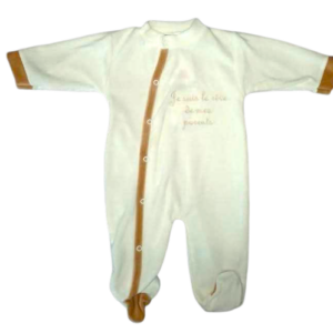 Grenouillère velours Beige - Rêve de mes Parents - 6 mois