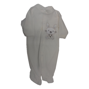 Grenouillère en Coton motif LAPIN - 6MOIS - BEIGE