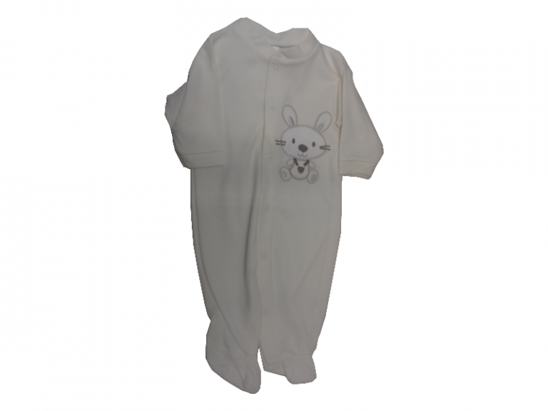 Grenouillère en Coton motif LAPIN - 6MOIS - BEIGE