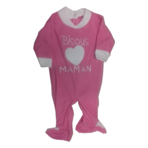 Grenouillère en coton Rose "BISOUS POUR MAMAN"