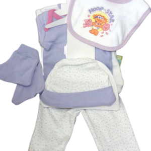 SET DE NAISSANCE 6 PIÈCES - Parme à Pois - FILLE
