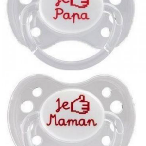 Lot 2 Sucettes anneau Anatomique 6 mois - Papa/Maman - DODIE